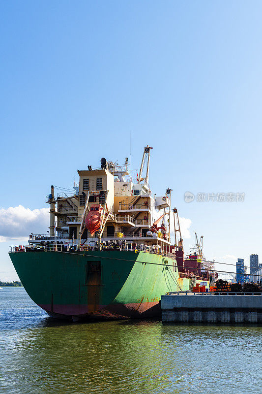 container ship on St. Lawrence River in Trois-Rivieres in Canada